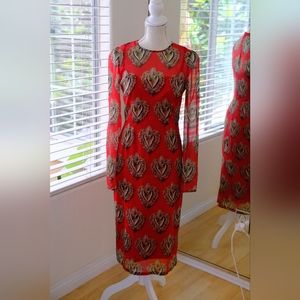 Dolce & Gabbana Sacred Heart Print Silk Midi Dress IT42 US S 4